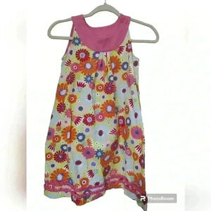 Hanna Andersson Swing Dress Size 8 Girl Pink Floral Sleeveless Easter Spring